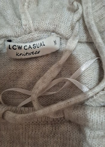 Düğmeli Kapüşonlu Gri Keten Kadın Kazak - Görsel 3