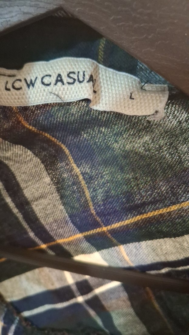 Gri Ekose Düğmeli Uzun Kollu Kadın Gömlek - Görsel 3