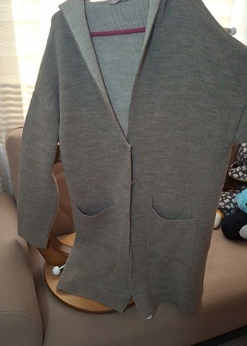 Gri Örgü Kadın Midi Hırka - Görsel 4