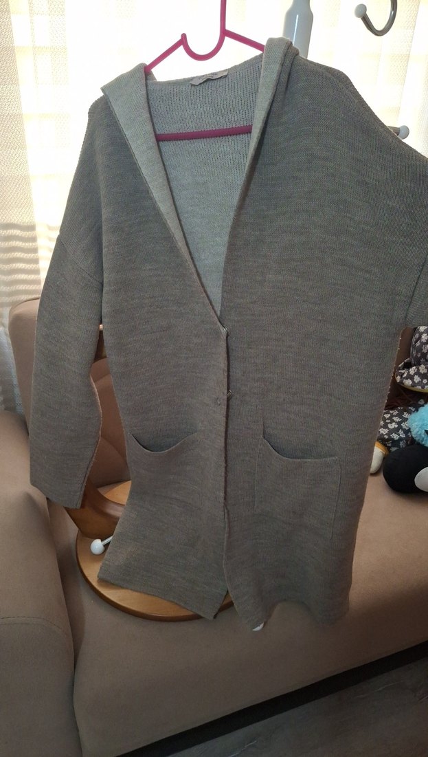 Gri Örgü Kadın Midi Hırka - Görsel 4