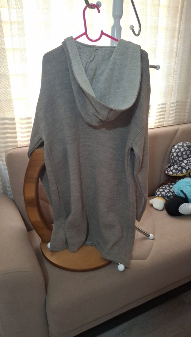 Gri Örgü Kadın Midi Hırka - Görsel 3