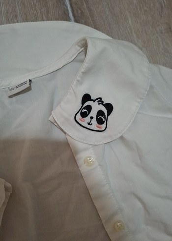 Kız Çocuk Beyaz Keten Uzun Kollu Gömlek - Görsel 2