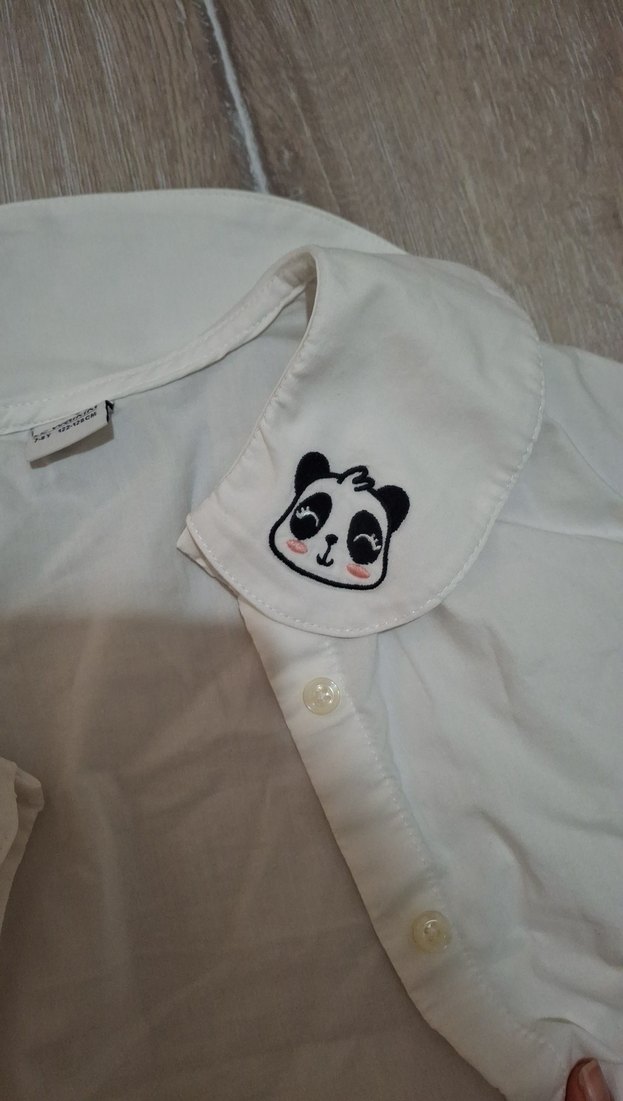 Kız Çocuk Beyaz Keten Uzun Kollu Gömlek - Görsel 2