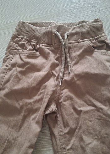 Bej Erkek ve kız Çocuk Keten Rahat Kesim Pantolon - Görsel 2