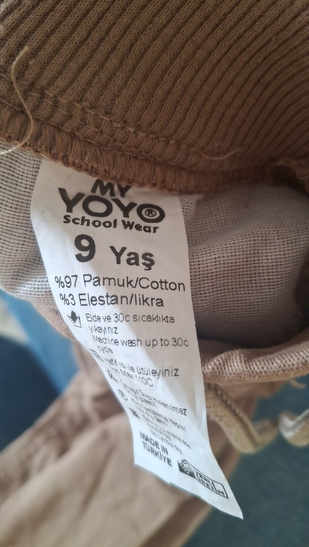 Bej Erkek ve kız Çocuk Keten Rahat Kesim Pantolon - Görsel 3