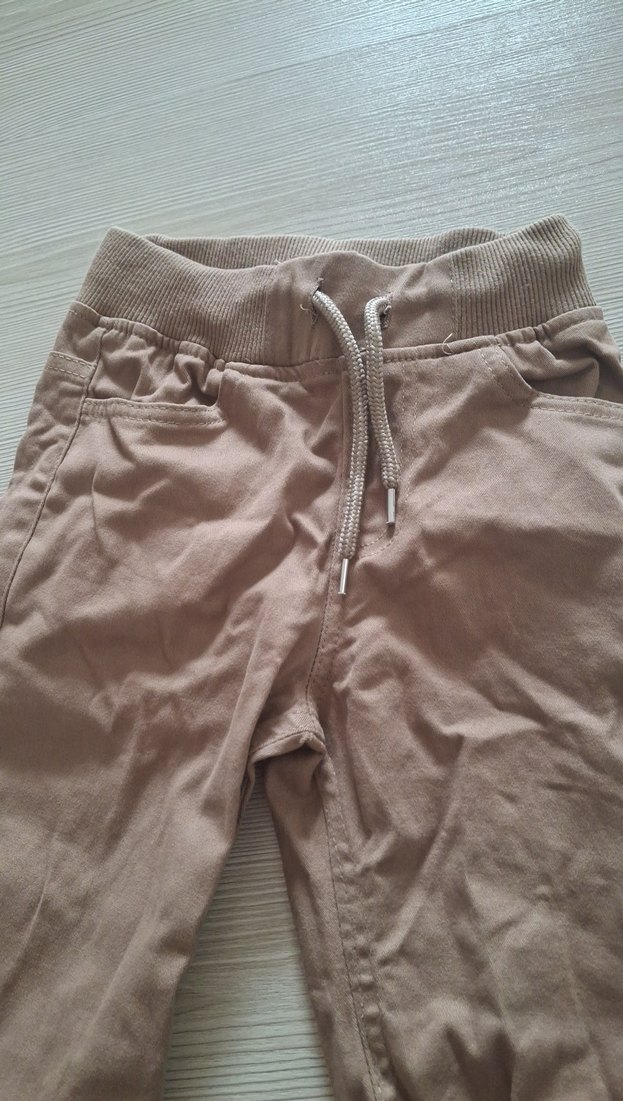 Bej Erkek ve kız Çocuk Keten Rahat Kesim Pantolon - Görsel 2