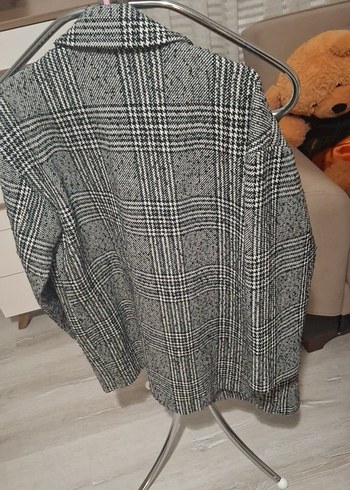 Gri Ekose Kısa Kadın Blazer Ceket - Görsel 3