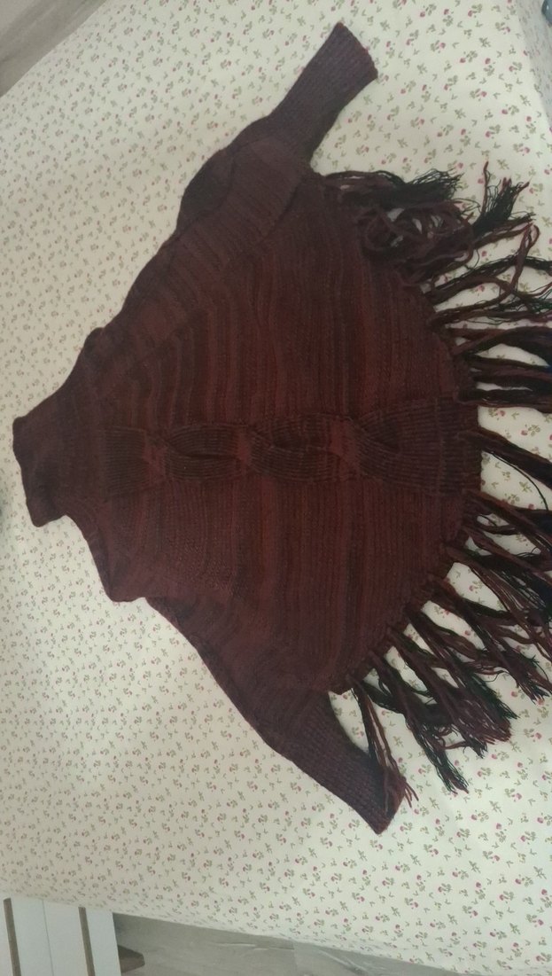 Kahverengi Bohem Boğazlı Kadın Triko Kazak - Görsel 2