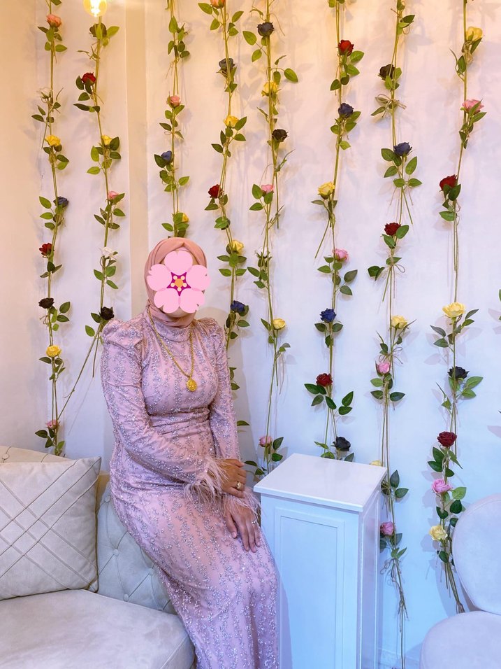 Pembe Drapeli Uzun Abiye Elbise - Görsel 2