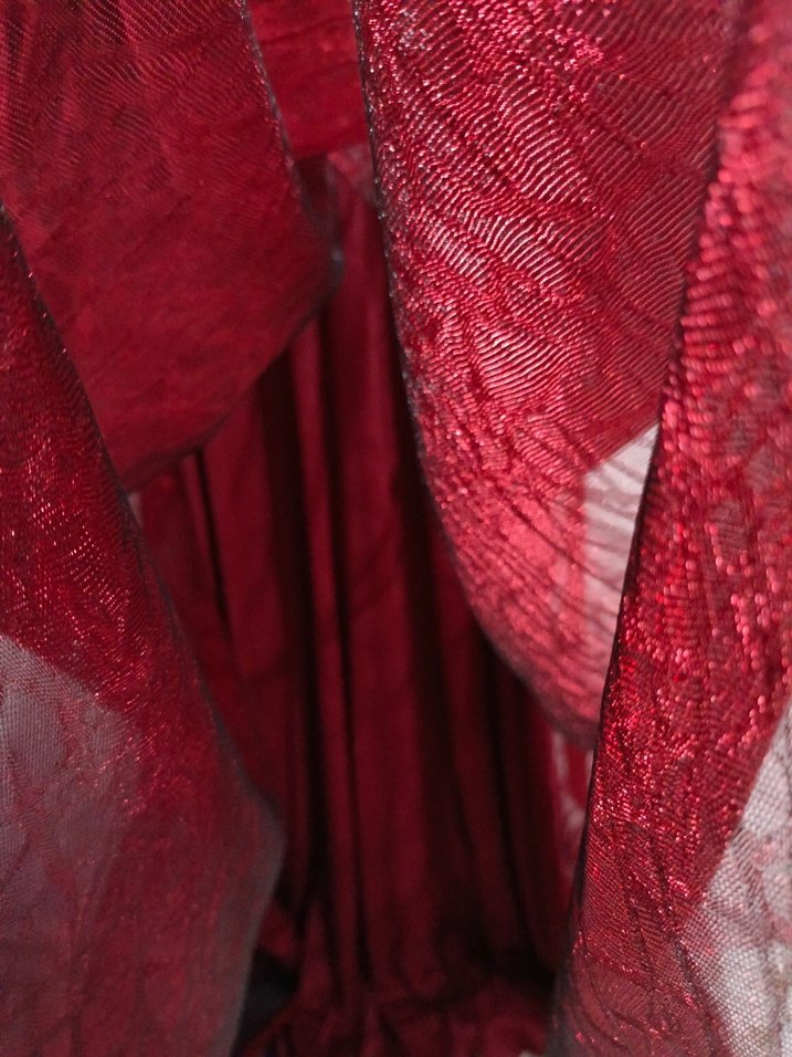 Bordo Drapeli Uzun Kollu Bohem Abiye Elbise - Görsel 4