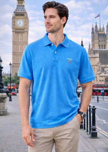 GANT Mavi Kısa Kollu Polo Tişört - Görsel 3