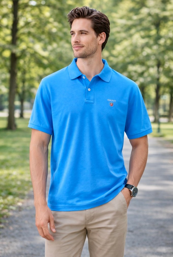 GANT Mavi Kısa Kollu Polo Tişört - Görsel 2