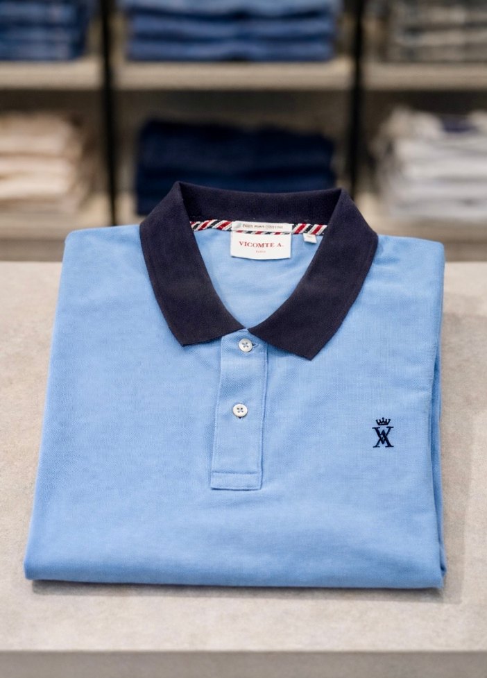 Erkek Mavi Polo Yaka Kısa Kollu Tişört - Görsel 2