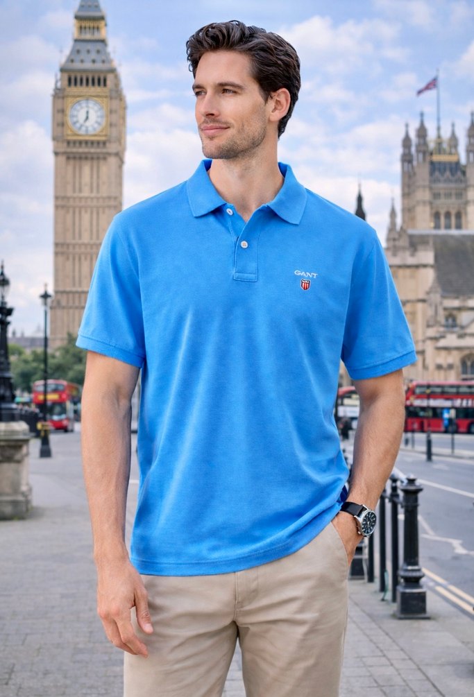 GANT Mavi Kısa Kollu Polo Tişört - Görsel 2