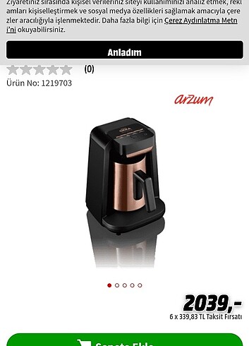 Arzum okka rich spin kahve makinesi