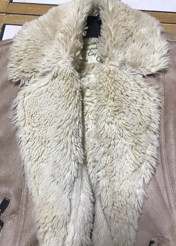 Bej Süet Kürklü Kadın Ceket - Görsel 5