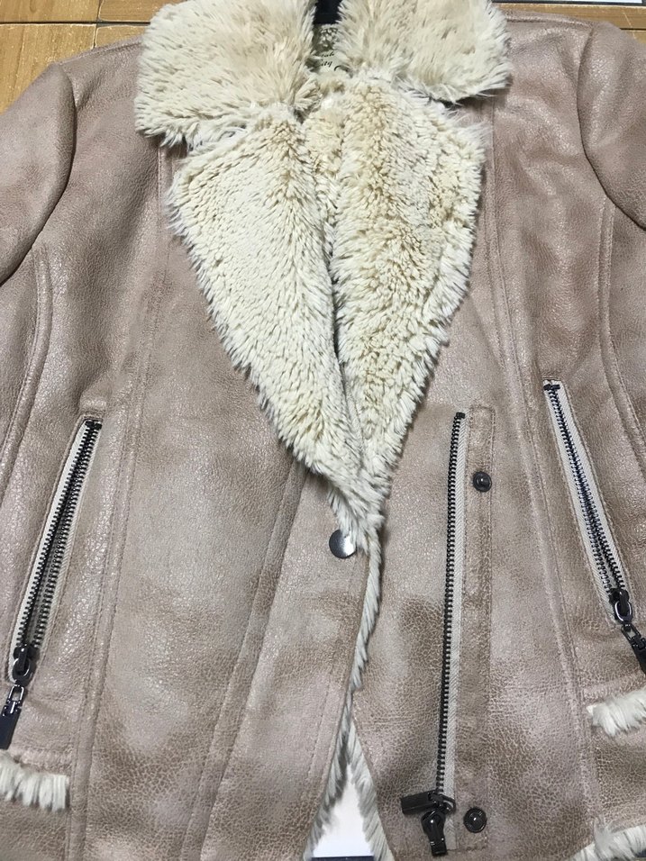 Bej Süet Kürklü Kadın Ceket - Görsel 3
