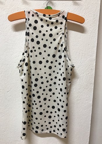 Puantiye Desenli Kolsuz Beyaz Bluz POLO GARAGE - Görsel 5