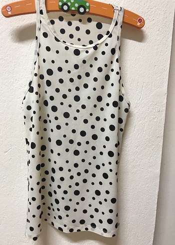 Puantiye Desenli Kolsuz Beyaz Bluz POLO GARAGE - Görsel 3