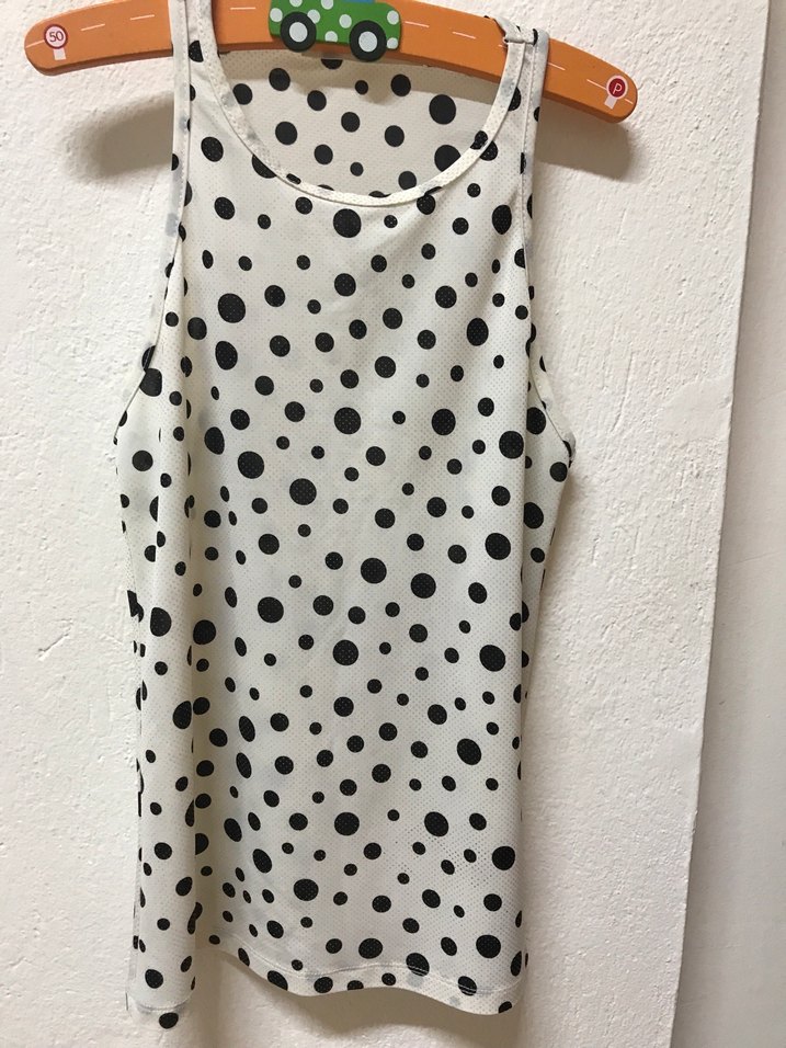 Puantiye Desenli Kolsuz Beyaz Bluz POLO GARAGE - Görsel 3