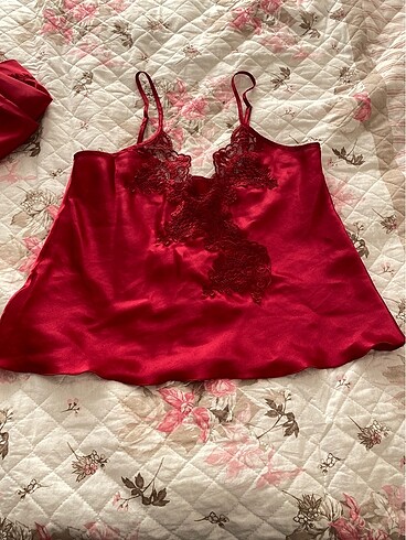 m Beden bordo Renk Saten pijama Gecelik