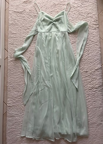 H&M su yeşili midi İp Askılı Elbise - Görsel 2