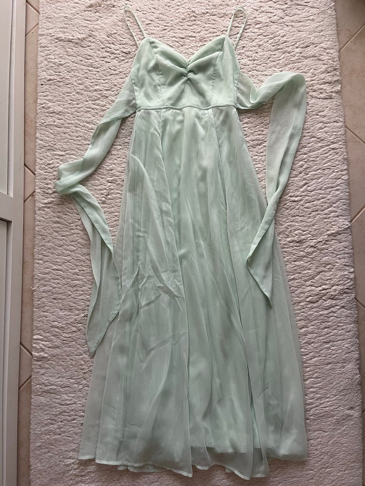 H&M su yeşili midi İp Askılı Elbise - Görsel 2