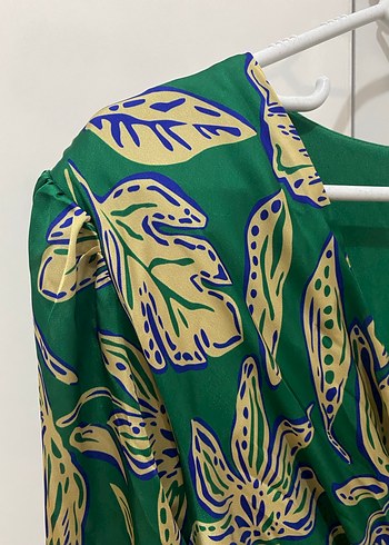 Yeşil Bohem Uzun Elbise V Yaka - Görsel 4