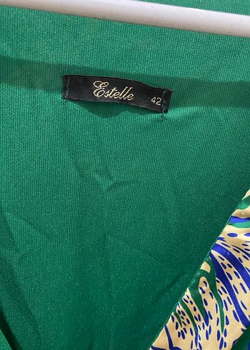 Yeşil Bohem Uzun Elbise V Yaka - Görsel 3