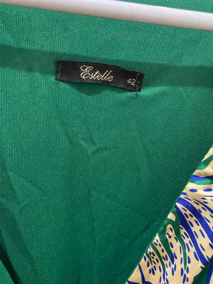 Yeşil Bohem Uzun Elbise V Yaka - Görsel 3