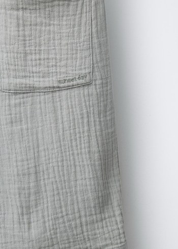 Gri Keten müslin kumaş Erkek Çocuk Şort - Görsel 3