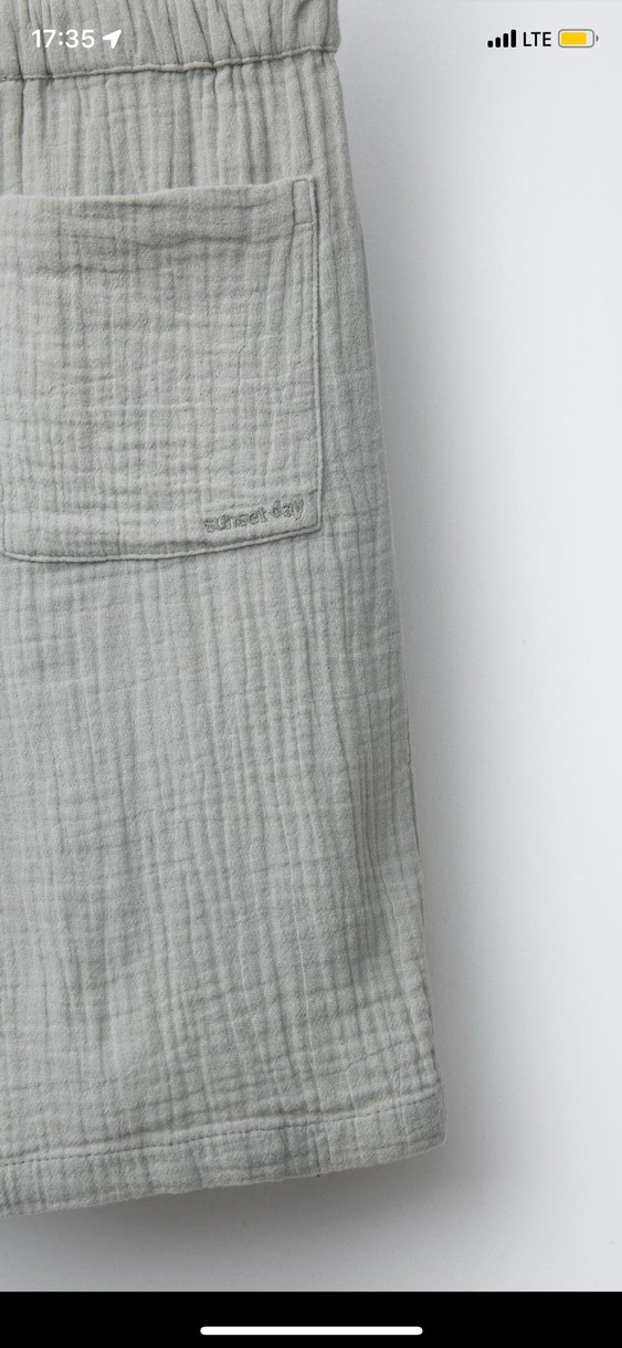 Gri Keten müslin kumaş Erkek Çocuk Şort - Görsel 3