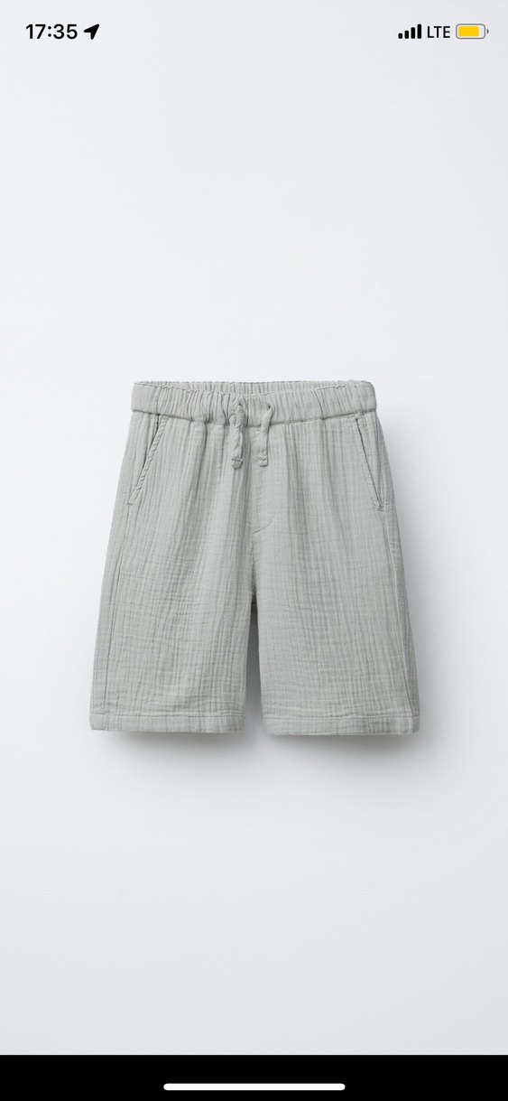 Gri Keten müslin kumaş Erkek Çocuk Şort - Görsel 2