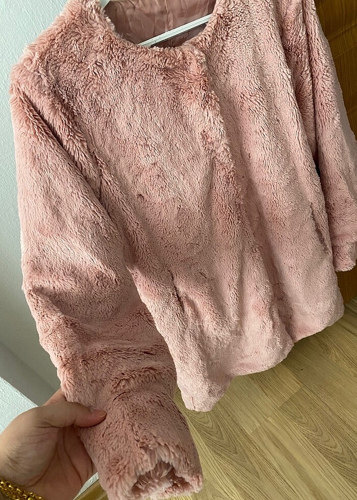 Pudra pembe Peluş Ceket/kaban/ - Görsel 2