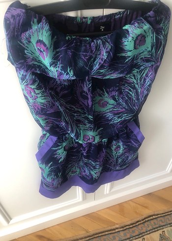 Zara Mor Straplez Mini yazlık elbise