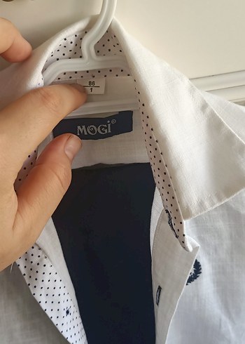 1 Yaş Beden Erkek Bebek Beyaz keten gömlek ve Lacivert Pantolon