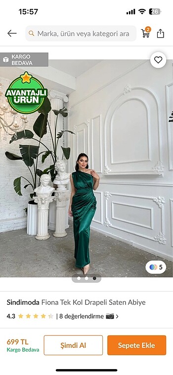 Tek kol abiye elbise