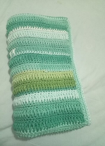  Beden turkuaz Renk 95*85 Cm ,Elde Orme Bebe Battaniyesi 