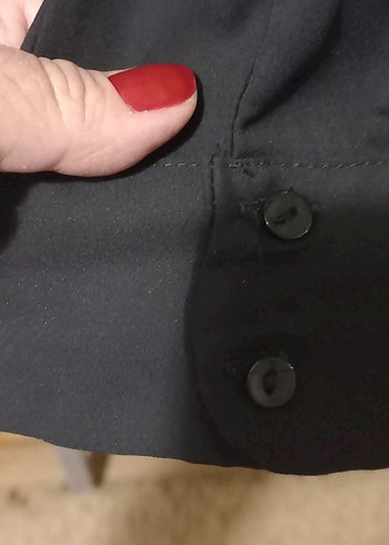 Uzun kollu siyah krep gömlek - Görsel 7