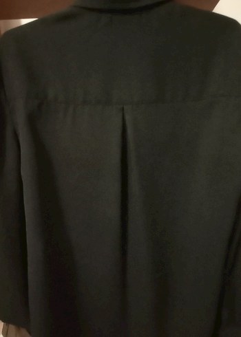 Uzun kollu siyah krep gömlek - Görsel 11