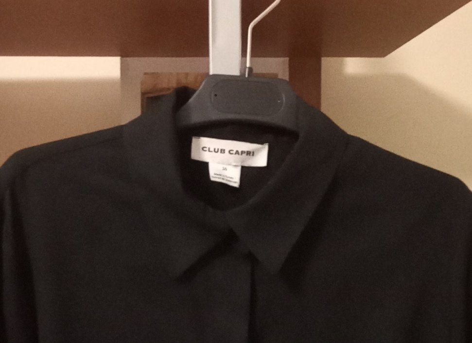 Uzun kollu siyah krep gömlek - Görsel 4