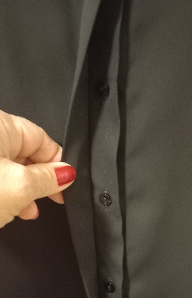 Uzun kollu siyah krep gömlek - Görsel 5