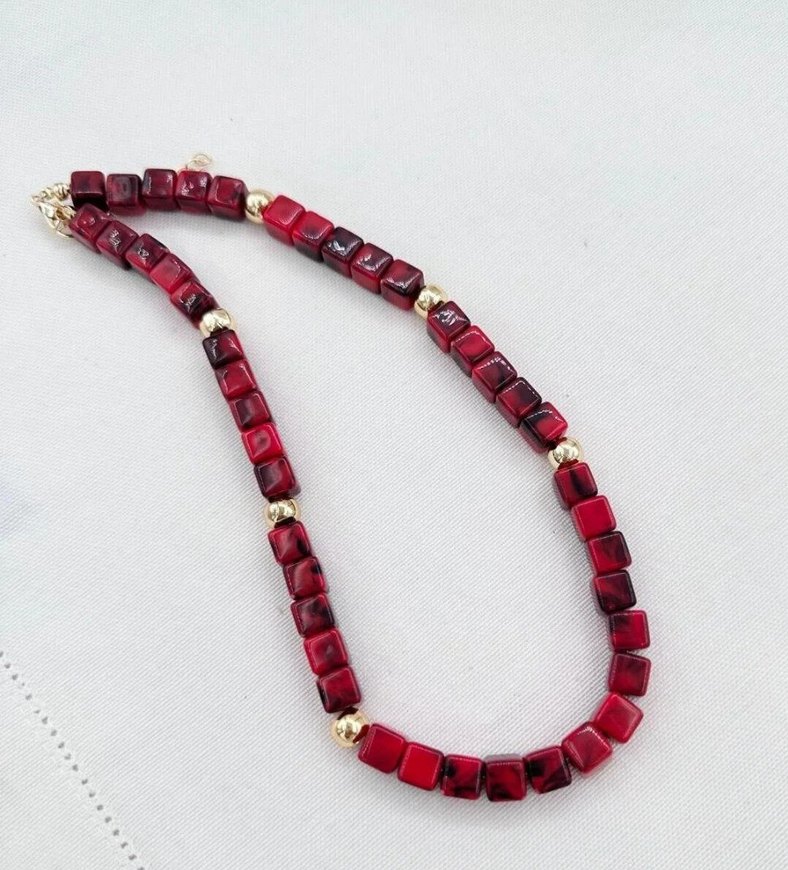 Bordo siyah hareli kolye - Görsel 2