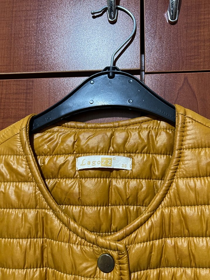 Düğmeli Uzun Kahverengi Deri Yelek - Görsel 4