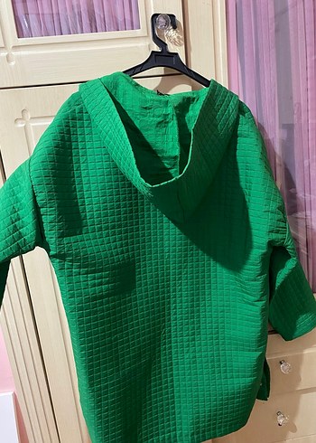 Düğmeli Yeşil Midi Kadın Ceket - Görsel 5