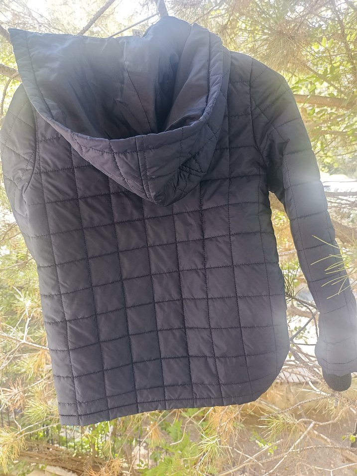 Erkek Çocuk Siyah Kapitone Düğmeli Mont panço - Görsel 5