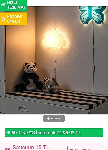 Ikea Ikea kalp gece duvar lambası