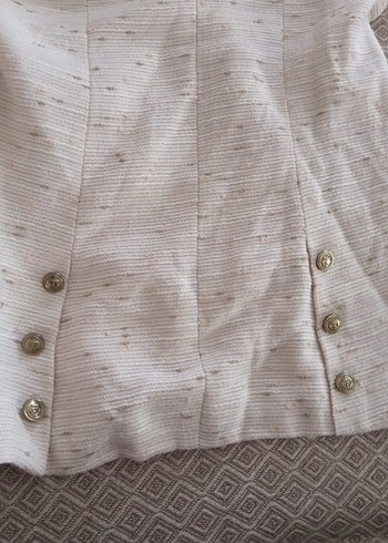 # beyaz krem çizgili mevsimlik ceket# - Görsel 7