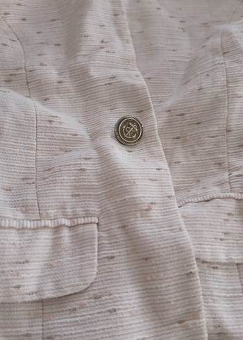 # beyaz krem çizgili mevsimlik ceket# - Görsel 6