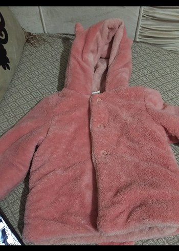 #kapşonlu Pembe Kız Çocuk Kürk Kaban# - Görsel 2